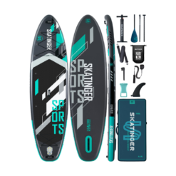 Skatinger 11'6×35" Super Wide Inflatable Paddle Board, Ultra Stable Stand Up Paddleboards for 450lb/3 People/Family/Big Size w/Shoulder Strap, 100L Backpack, All-Round Sup Board, US Fin