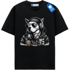 Cool Hip Hop Dog Shirt, Funny Gangsta Dog With Headphones Graphic Tee For Dog Lovers