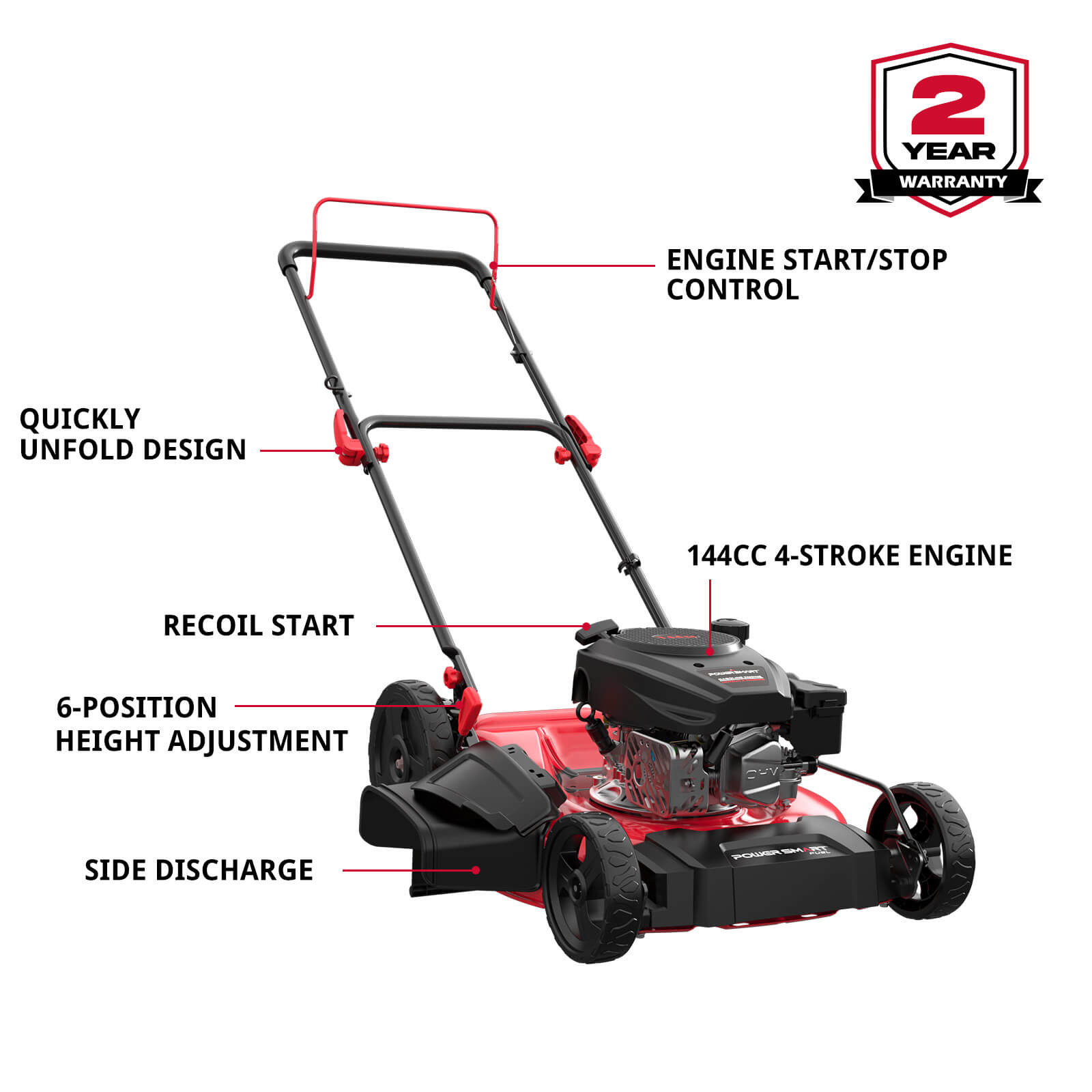 Powersmart 21'' 144cc Gas Push 2-in-1 Lawn Mower V8721C Powersmart 21'' 144cc Gas Push 2-in-1 Lawn Mower V8721C - Image 2
