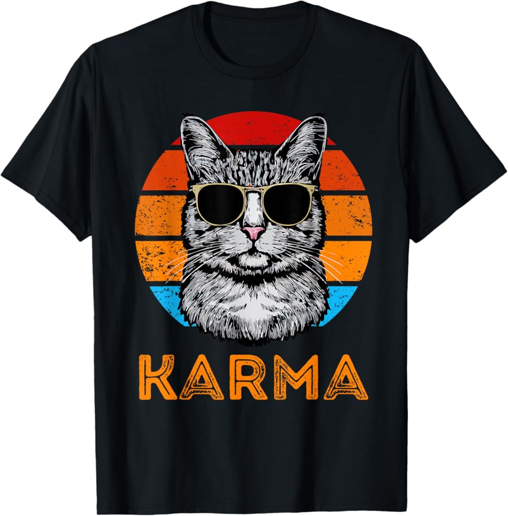 Vintage Karma Cat Shirt, Funny Cool Retro Kitty T Shirt Vintage Karma Cat Shirt, Funny Cool Retro Kitty T Shirt - Image 7
