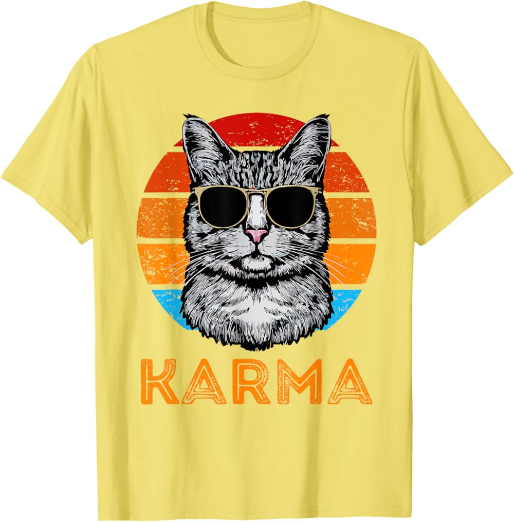Vintage Karma Cat Shirt, Funny Cool Retro Kitty T Shirt Vintage Karma Cat Shirt, Funny Cool Retro Kitty T Shirt - Image 2