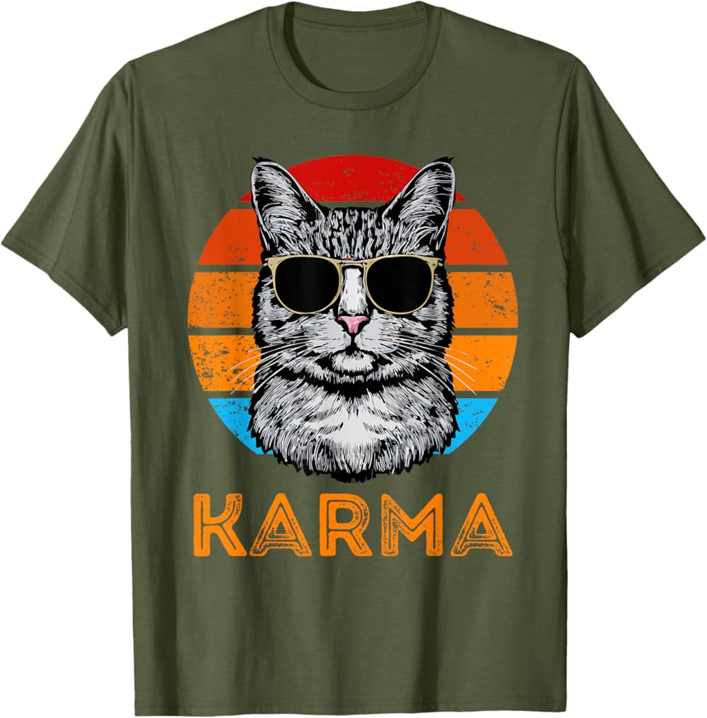 Vintage Karma Cat Shirt, Funny Cool Retro Kitty T Shirt Vintage Karma Cat Shirt, Funny Cool Retro Kitty T Shirt - Image 3