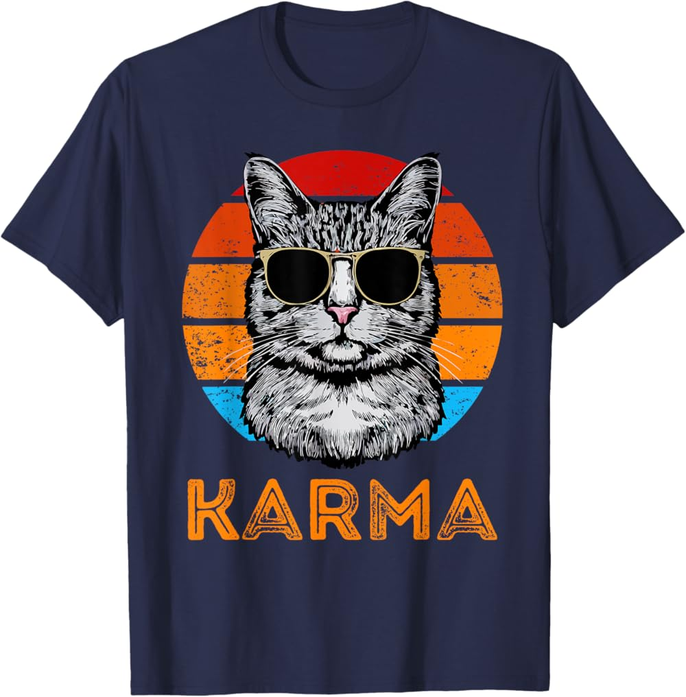 Vintage Karma Cat Shirt, Funny Cool Retro Kitty T Shirt Vintage Karma Cat Shirt, Funny Cool Retro Kitty T Shirt - Image 4