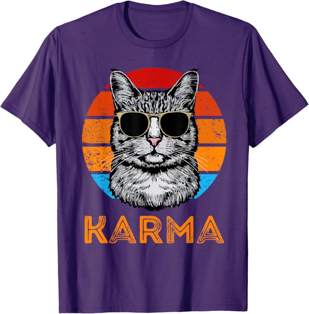 Vintage Karma Cat Shirt, Funny Cool Retro Kitty T Shirt Vintage Karma Cat Shirt, Funny Cool Retro Kitty T Shirt - Image 5