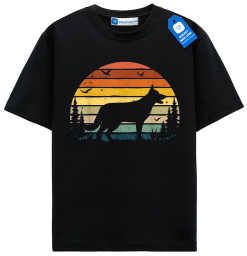 Vintage Sunset Dog Tee, Retro German Shepherd Sunset Shirt