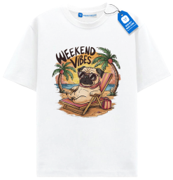 Weekend Vibes Pug T Shirt, Beach Dog Shirt, Funny Beach Dog Lover Tee