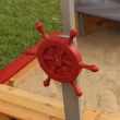 Wooden Pirate Sandbox with Canopy, Covered Kid's Sandbox, Blue & Red