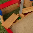 Wooden Pirate Sandbox with Canopy, Covered Kid's Sandbox, Blue & Red