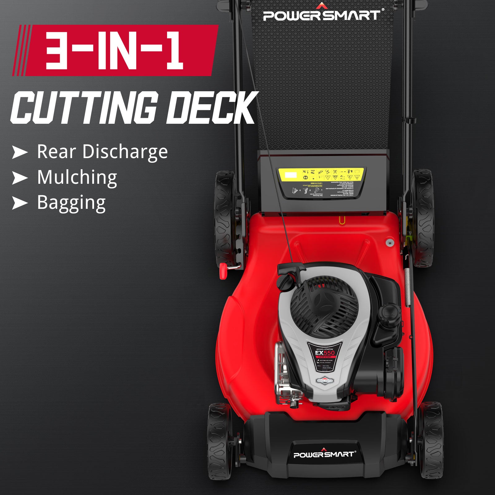 Powersmart 21" 140cc Gas Push Lawn Mower w/ Briggs & Stratton 550EX Engine B8721P Powersmart 21" 140cc Gas Push Lawn Mower w/ Briggs & Stratton 550EX Engine B8721P - Image 3
