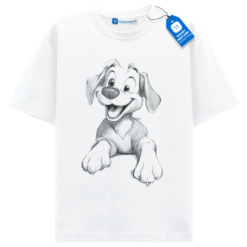 Happy Sketch Dog Shirt, Cute Puppy Drawing Tee