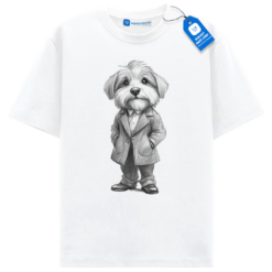 Dapper Dog Shirt, Stylish Puppy In Suit Sketch Tee, Funny Dog Lover Gift