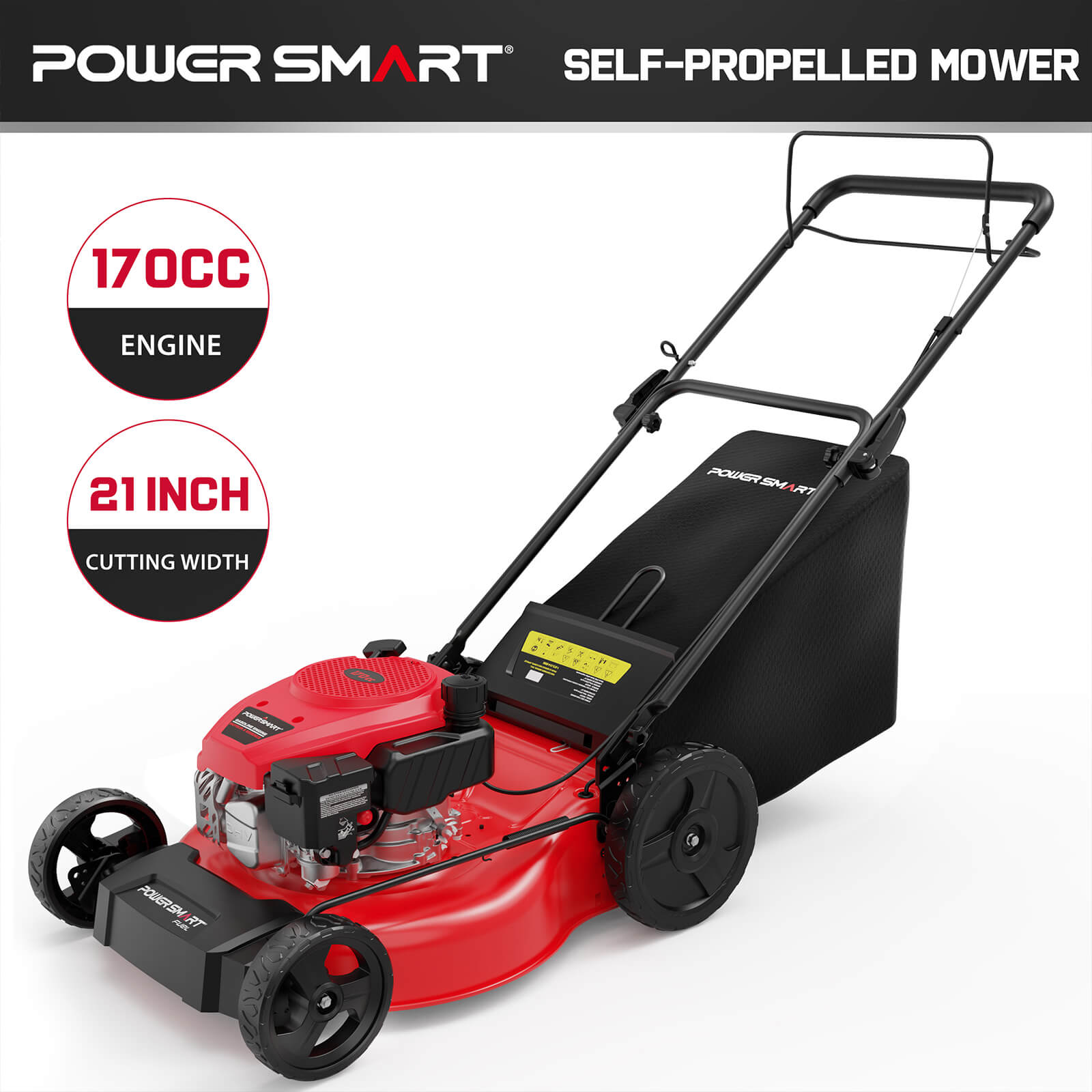 Powersmart 21 " 170cc Gas Self-Propelled 3-in-1 Lawn Mower V8721S Powersmart 21 " 170cc Gas Self-Propelled 3-in-1 Lawn Mower V8721S - Image 2