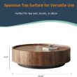 Luxury Solid Wood Coffee Table with Hidden Drawer, Fully Assembled Square Center Table for Living Room, Raised Edge Design, No Installation Needed, Premium Walnut Finish (35.43