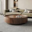 ASTMZIO Luxury Solid Wood Coffee Table with Hidden Drawer, Premium Walnut Finish (35.43