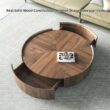 Luxury Solid Wood Coffee Table with Hidden Drawer, Fully Assembled Square Center Table for Living Room, Raised Edge Design, No Installation Needed, Premium Walnut Finish (35.43
