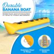 SereneLife Person Inflatable Banana Boat, Includes Storage Bag, Foot Pump, and Repair Kit, Tough and Thick, Reinforced Seats and Foot Areas
