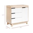 Babyletto Hudson 3-Drawer Changer Dresser with Removable Changing Tray in Washed Natural and White, Greenguard Gold Certified