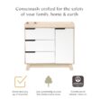 Babyletto Hudson 3-Drawer Changer Dresser with Removable Changing Tray in Washed Natural and White, Greenguard Gold Certified