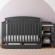 Storkcraft Steveston 5-in-1 Convertible Crib and Changer with Drawer (Gray) – GREENGUARD Gold Certified, Crib and Changing Table Combo with Drawer, Converts to Toddler Bed, Daybed and Full-Size Bed
