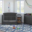 Storkcraft Steveston 5-in-1 Convertible Crib and Changer with Drawer (Gray) – GREENGUARD Gold Certified, Crib and Changing Table Combo with Drawer, Converts to Toddler Bed, Daybed and Full-Size Bed