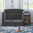 Storkcraft Steveston 5-in-1 Convertible Crib and Changer with Drawer (Gray) – GREENGUARD Gold Certified, Crib and Changing Table Combo with Drawer, Converts to Toddler Bed, Daybed and Full-Size Bed