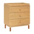 Babyletto Gelato 3-Drawer Changer Dresser with Removable Changing Tray in Honey with Vegan Tan Leather Feet, Greenguard Gold Certified