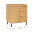 babyletto Gelato 3-Drawer Changer Dresser with Removable Changing Tray in Honey with Vegan Tan Leather Feet, Greenguard Gold Certified