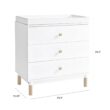 Babyletto Gelato 3-Drawer Changer Dresser with Removable Changing Tray in White and Washed Natural, Greenguard Gold Certified