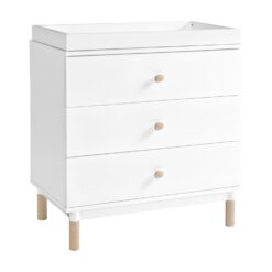 Babyletto Gelato 3-Drawer Changer Dresser with Removable Changing Tray in White and Washed Natural, Greenguard Gold Certified