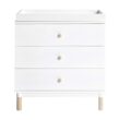 Babyletto Gelato 3-Drawer Changer Dresser with Removable Changing Tray in White and Washed Natural, Greenguard Gold Certified