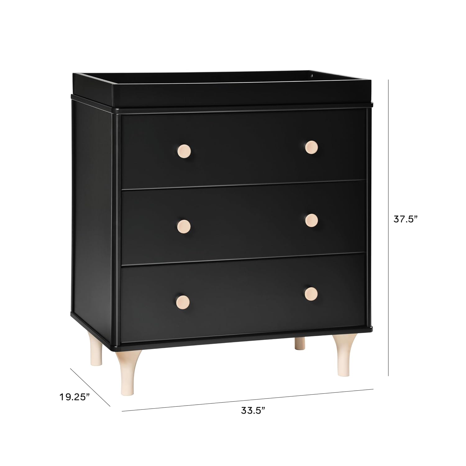 Babyletto Lolly 3-Drawer Changer Dresser with Removable Changing Tray, Black and Washed Natural Babyletto Lolly 3-Drawer Changer Dresser with Removable Changing Tray in Black and Washed Natural, Greenguard Gold Certified