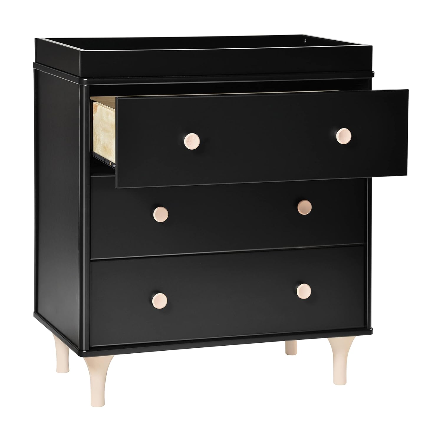 Babyletto Lolly 3-Drawer Changer Dresser with Removable Changing Tray, Black and Washed Natural Babyletto Lolly 3-Drawer Changer Dresser with Removable Changing Tray in Black and Washed Natural, Greenguard Gold Certified