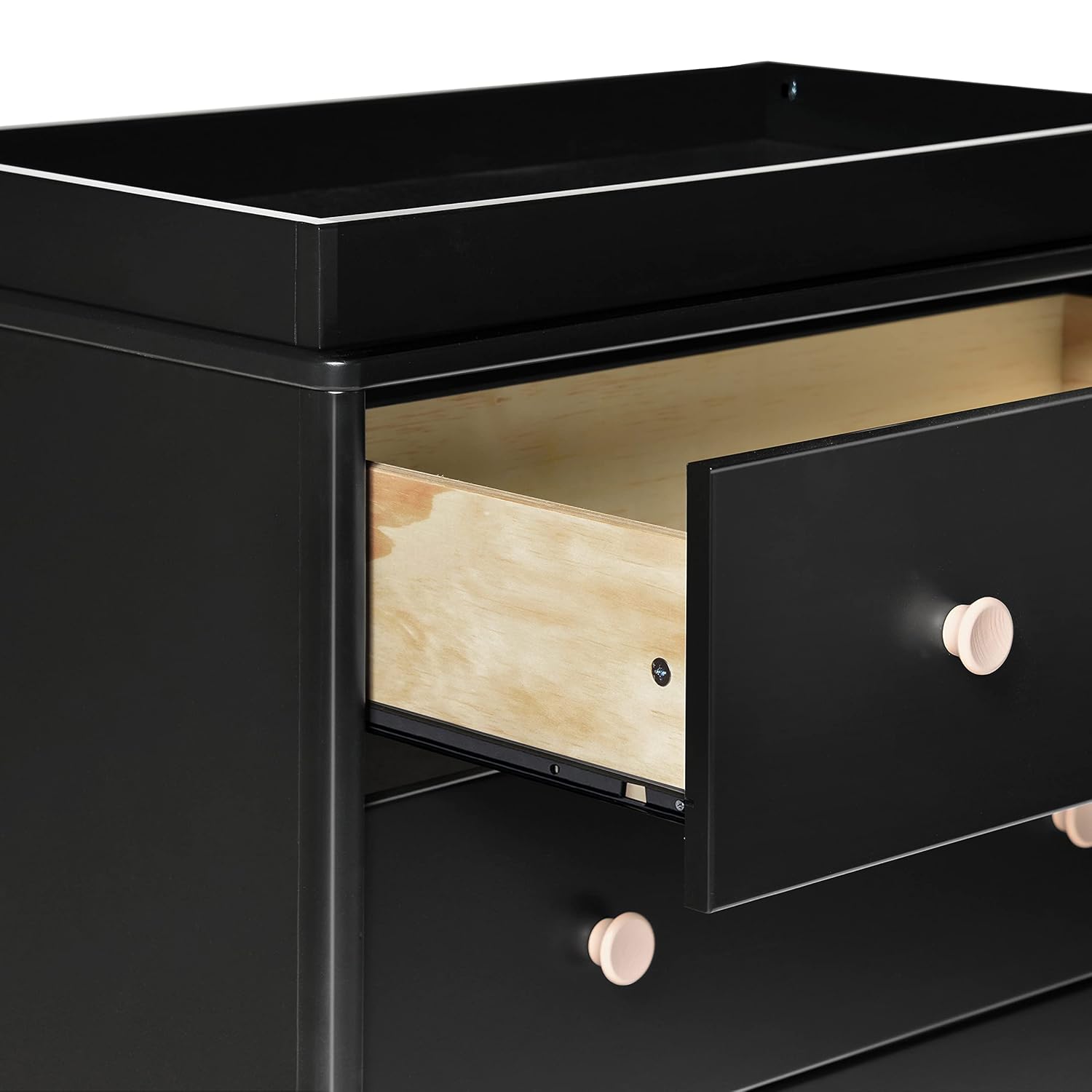 Babyletto Lolly 3-Drawer Changer Dresser with Removable Changing Tray, Black and Washed Natural Babyletto Lolly 3-Drawer Changer Dresser with Removable Changing Tray in Black and Washed Natural, Greenguard Gold Certified