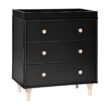 Babyletto Lolly 3-Drawer Changer Dresser with Removable Changing Tray, Black and Washed Natural