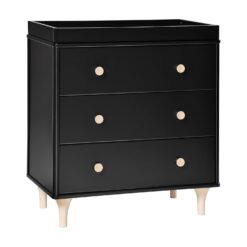Babyletto Lolly 3-Drawer Changer Dresser with Removable Changing Tray, Black and Washed Natural