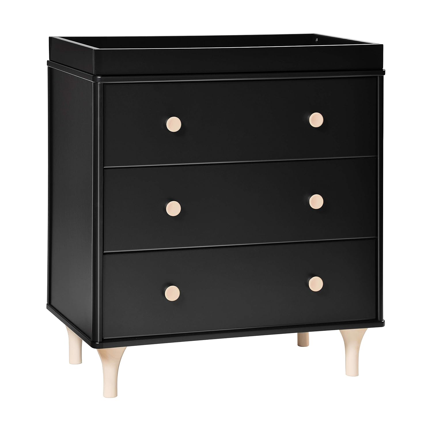 Babyletto Lolly 3-Drawer Changer Dresser with Removable Changing Tray, Black and Washed Natural Babyletto Lolly 3-Drawer Changer Dresser with Removable Changing Tray, Black and Washed Natural