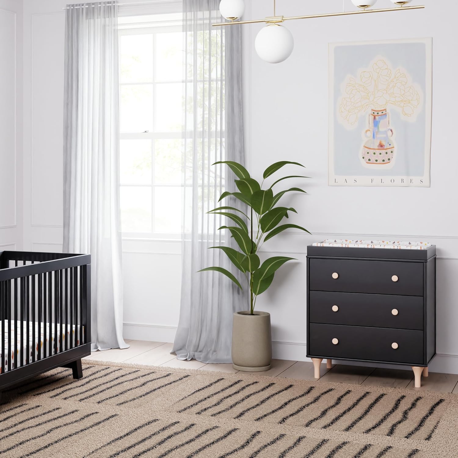 Babyletto Lolly 3-Drawer Changer Dresser with Removable Changing Tray, Black and Washed Natural Babyletto Lolly 3-Drawer Changer Dresser with Removable Changing Tray in Black and Washed Natural, Greenguard Gold Certified