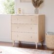 babyletto Lolly Changing Table Dresser Combo w/Removable Tray - GREENGUARD Gold Certified 3 Drawer Baby Dresser with Changing Table Top - Easy to Assemble Diaper Station for Nursery, Washed Natural