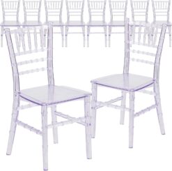 Flash Furniture HERCULES 10 Pack Children Transparent Crystal Resin Party and Event Chiavari Chair for Commercial & Residential Use