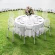 Fohfurniture FOH Set of 4 Large Clear Ghost Dining Chairs, Oval Back Stackable Acrylic Chairs, Transparent Kitchen Restaurant Chair for Events, Weddings, Banquets