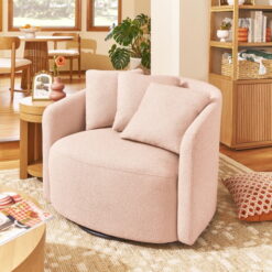 Beautiful Drew Accent Chair by Drew Barrymore, Pink Blush Boucle