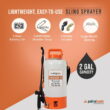 Petratools HD1000-S Rechargeable Electric Sprayer, 2-Gallon Pesticide Sprayer for Weed Control
