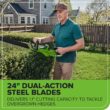 Greenworks 24V 24in Brushless Hedge Trimmer, (1) 2.0Ah Battery & 2A Port Charger Greenworks 24V 24in Brushless Hedge Trimmer, (1) 2.0Ah Battery & 2A Port Charger