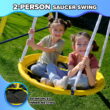 Sportspower Super Saucer Metal Swing Set with 2 Swings, Saucer Swing and 1-Piece Heavy Duty Slide, Great for Kids Aged 3-8