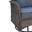 Rilyson New Juno Set of 2 Wicker Brown Steel Frame Swivel glider Rocking Chair with Blue Blue Cushioned Seat Rilyson New Juno Set of 2 Wicker Brown Steel Frame Swivel glider Rocking Chair with Blue Blue Cushioned Seat