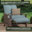 Hanover Ventura Wicker Cocoa Stone Steel Frame Stationary Recliner Chair with Blue Cushioned Seat