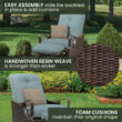 Hanover Ventura Wicker Cocoa Stone Steel Frame Stationary Recliner Chair with Blue Cushioned Seat