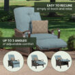 Hanover Ventura Wicker Cocoa Stone Steel Frame Stationary Recliner Chair with Blue Cushioned Seat