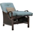 Hanover Ventura Wicker Cocoa Stone Steel Frame Stationary Recliner Chair with Blue Cushioned Seat