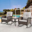 Rilyson New Juno Set of 2 Wicker Brown Steel Frame Rocking Chair with Multiple colors/finishes Beige Cushioned Seat